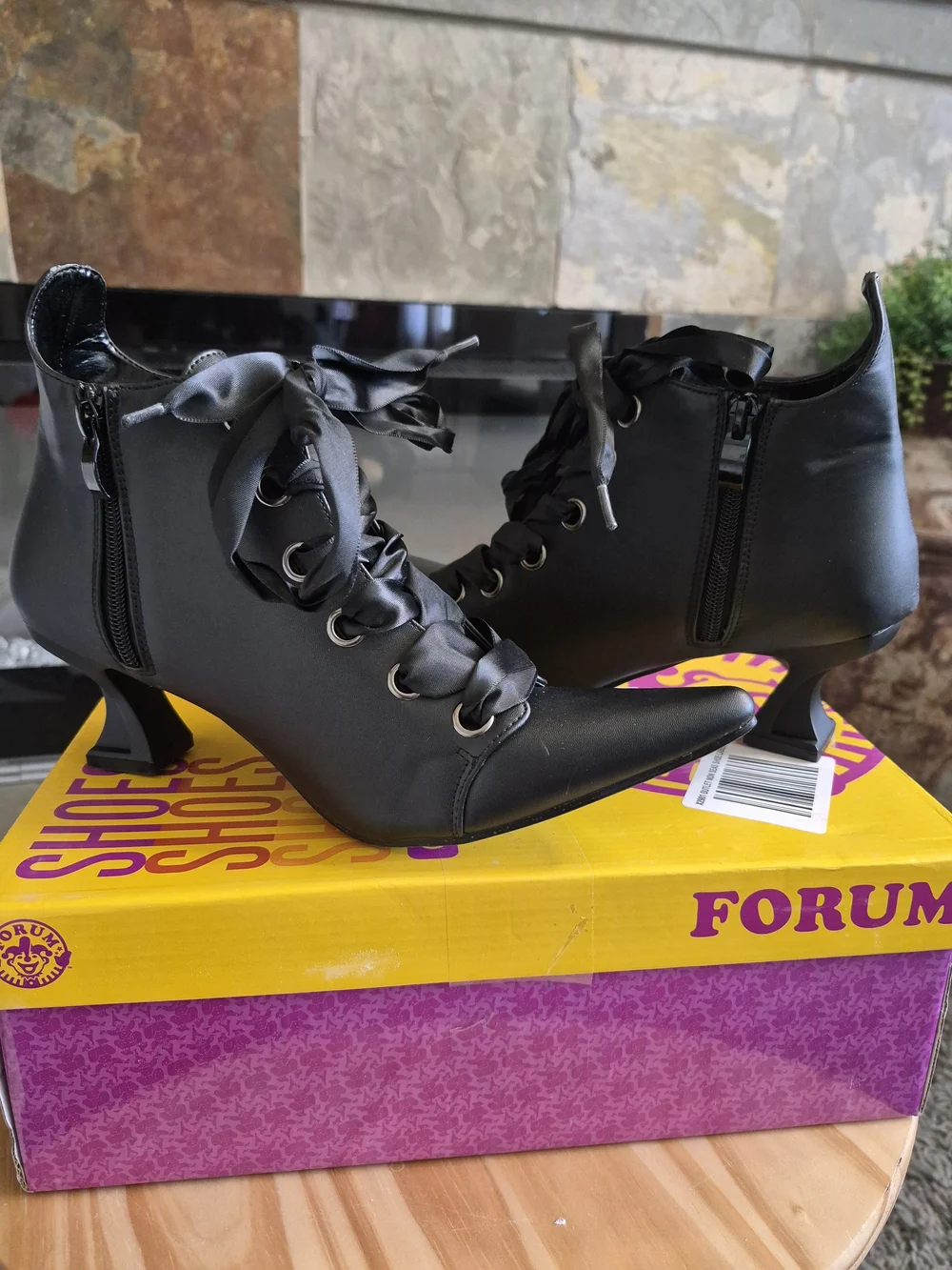 Rubies 200063 Lace Bootie Shoes Black Witch Cosplay Womens Size 8 NEW w/ Box